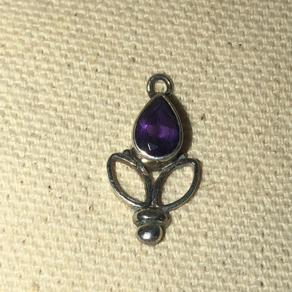 Sterling Silver & Amethyst Tulip Bloom Charm-needs jump ring